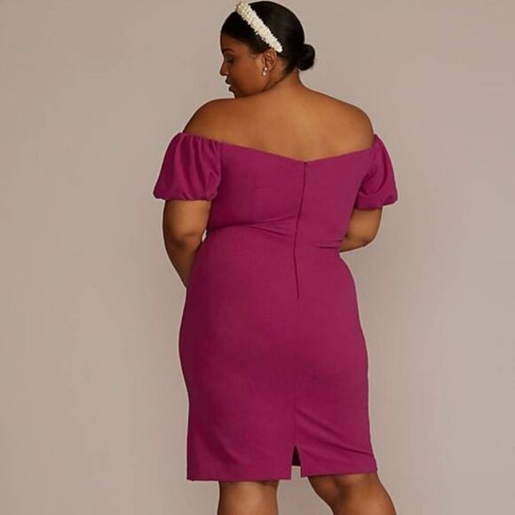 NWT DB Studio Plus Size 20 Off-The-Shoulder Puff Sleeve Midi Dress - Picture 2 of 4